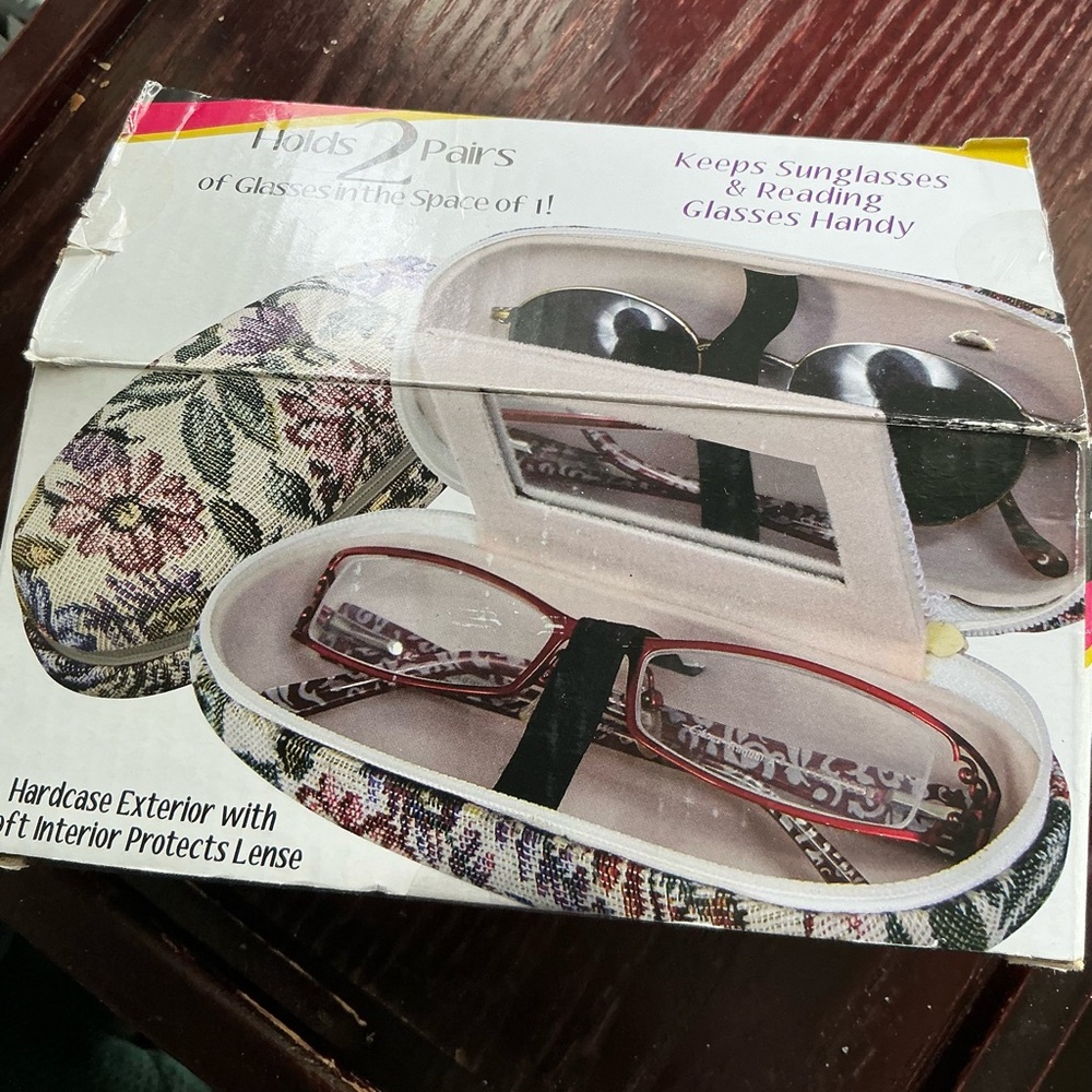 Floral Glasses Case - Cream and Purple